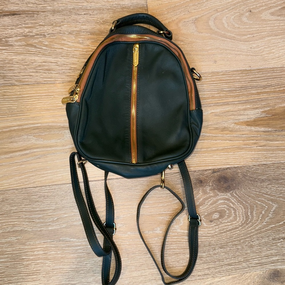 Valentina Italy Genuine Leather Green Backpack Handbag